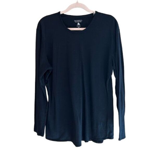 Seg'ments Merino Wool Baselayer Crewneck Shirt Womens XXL Black Stretch Top - Picture 1 of 5